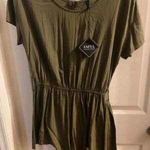 Zaful Khaki Green Blouse for Women